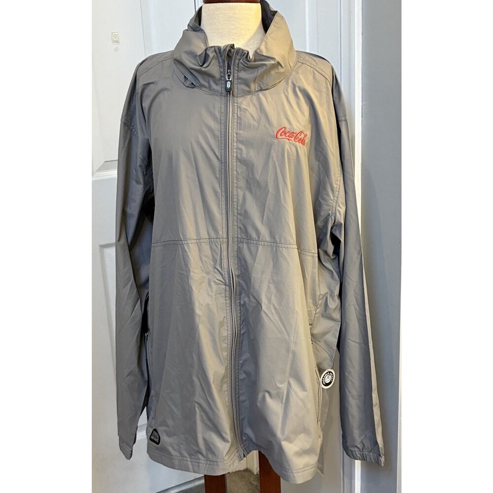 Dri Duck Coca-Cola Windbreaker Jacket Mens 2XL Gray Hooded Full Zip NWT